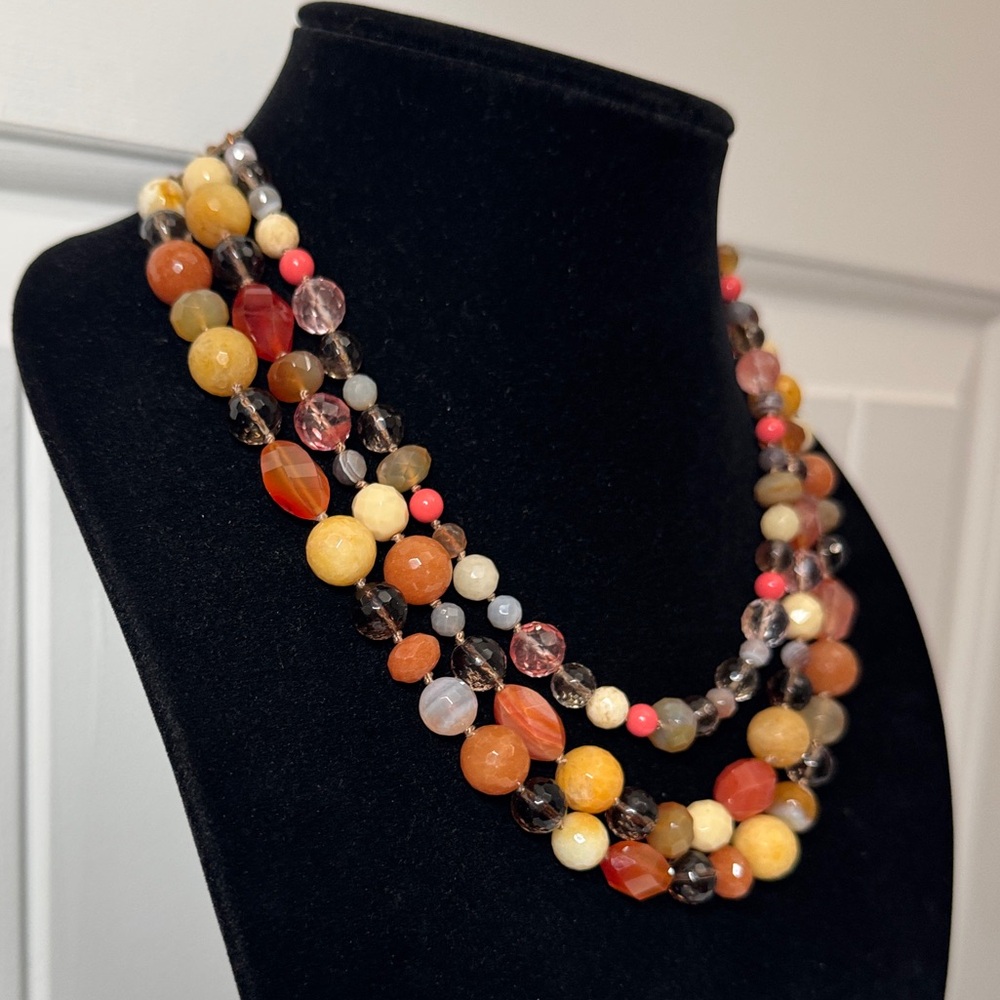 3 strands fall color necklace